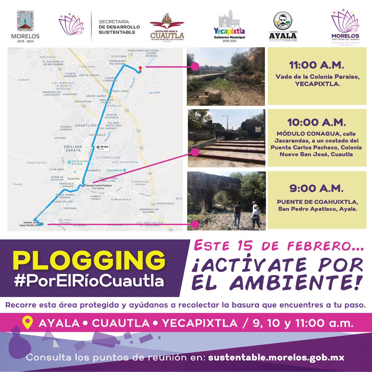 Invitan a ejercitarse y al mismo tiempo limpiar el Río Cuautla