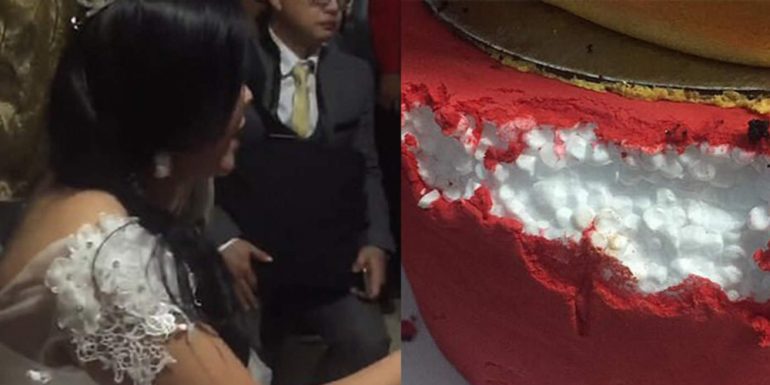 VIDEO: Estafan a pareja en plena boda: el pastel era de unicel