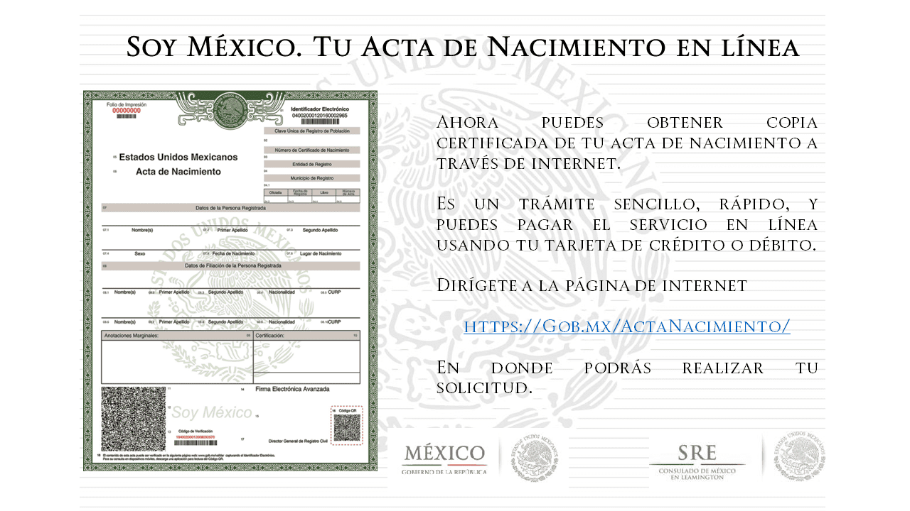 Pasos para obtener copia certificada de tu acta de nacimiento por Internet