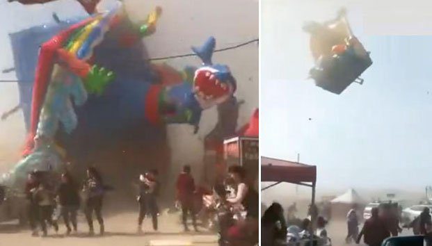 Tornado arrastra inflable con niños dentro en China