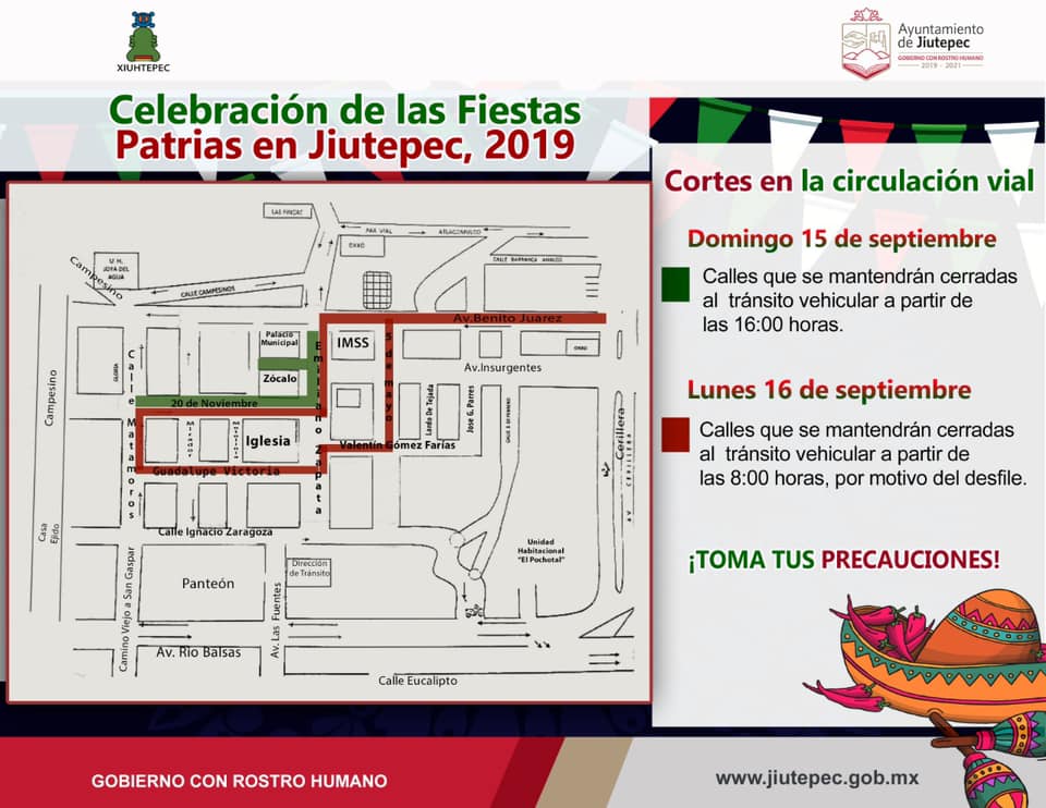 Jiutepec invita a asistir al programa de festejos patrios