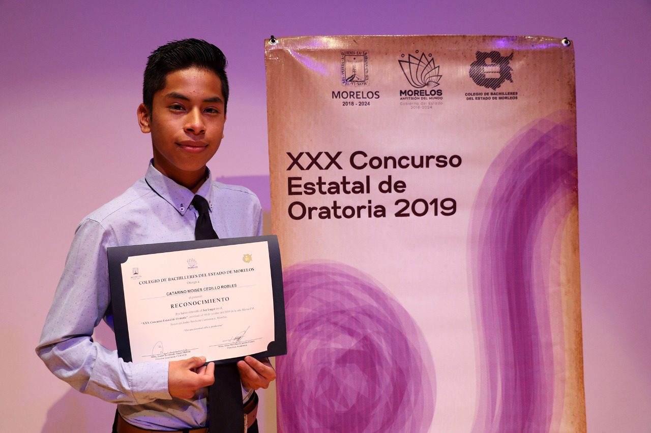 Alumno de COBAEM participará en concurso nacional de Oratoria 2019