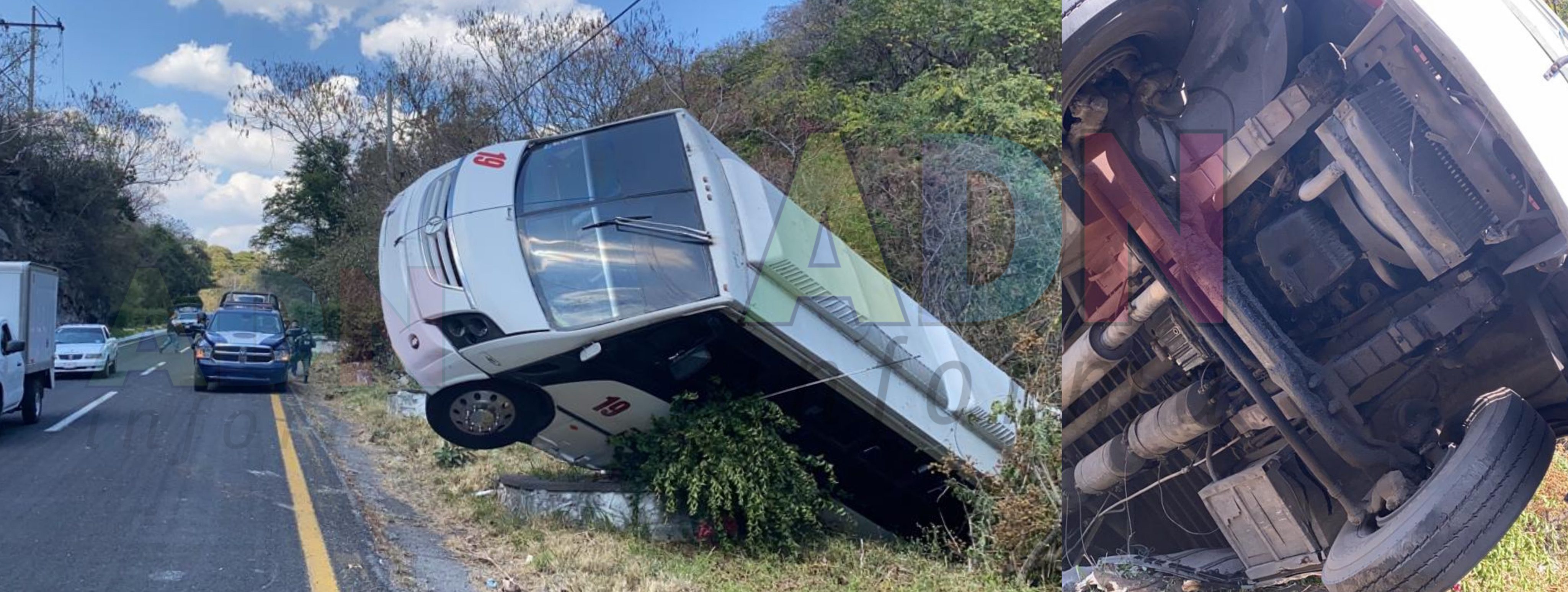 Vuelca ruta 19 en Cañón de Lobos, tres pasajeros resultaron con heridas graves