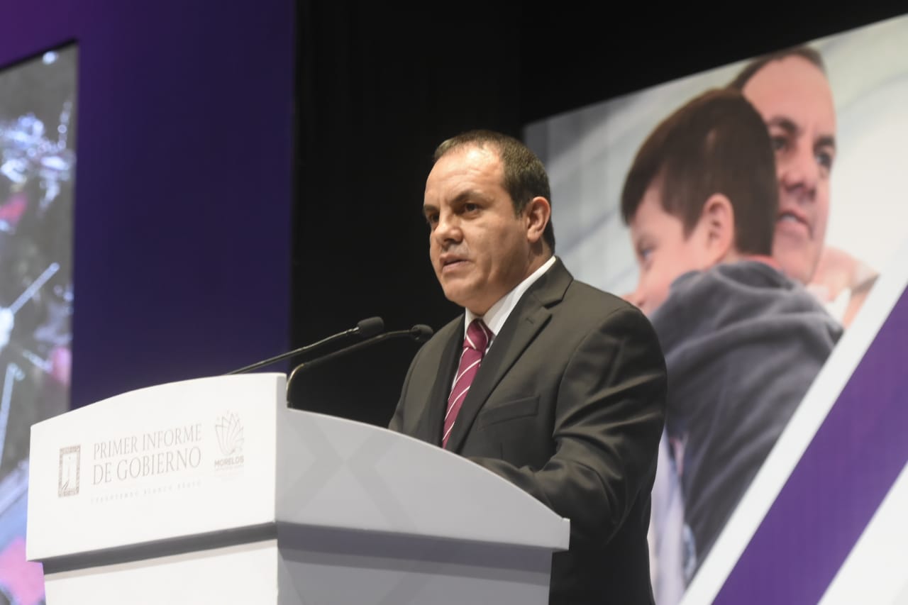 Cuauhtémoc Blanco destaca la detención de líderes criminales en su primer informe de gobierno