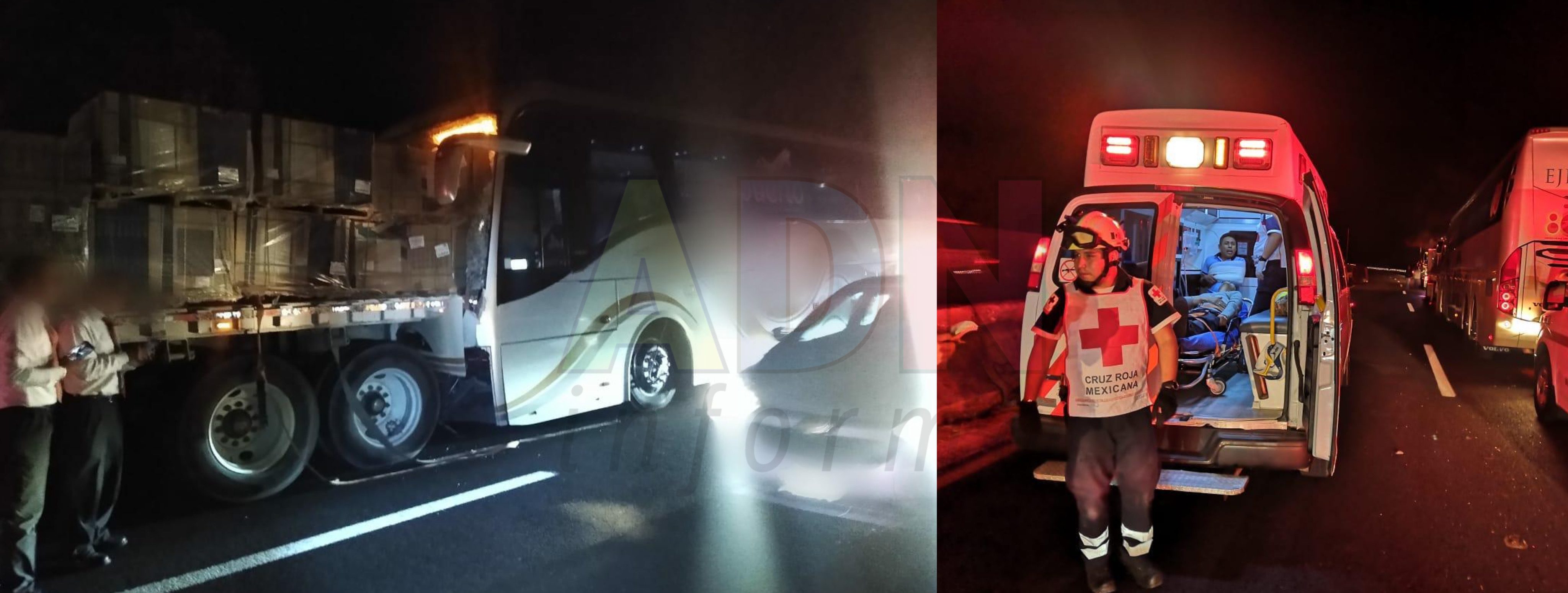 Mueren chofer y pasajero al impactar autobús Pullman con un camión en Huitzilac