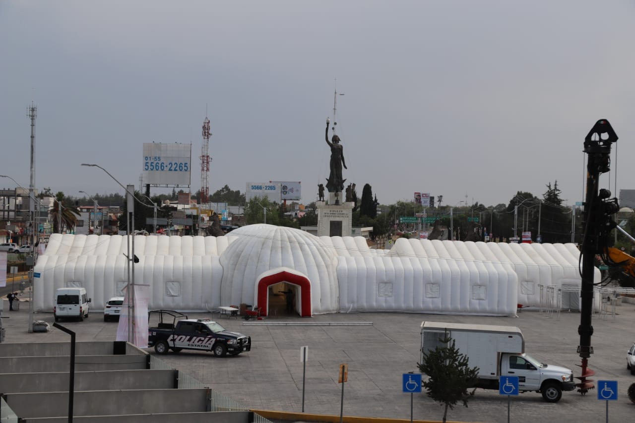 Hidalgo instala HOSPITAL INFLABLE para pacientes con CORONAVIRUS