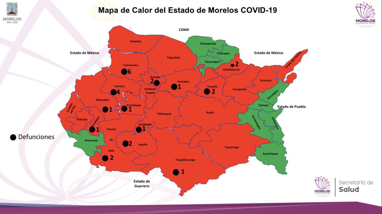 Suman 26 defunciones por COVID-19 en Morelos y 171 casos positivos