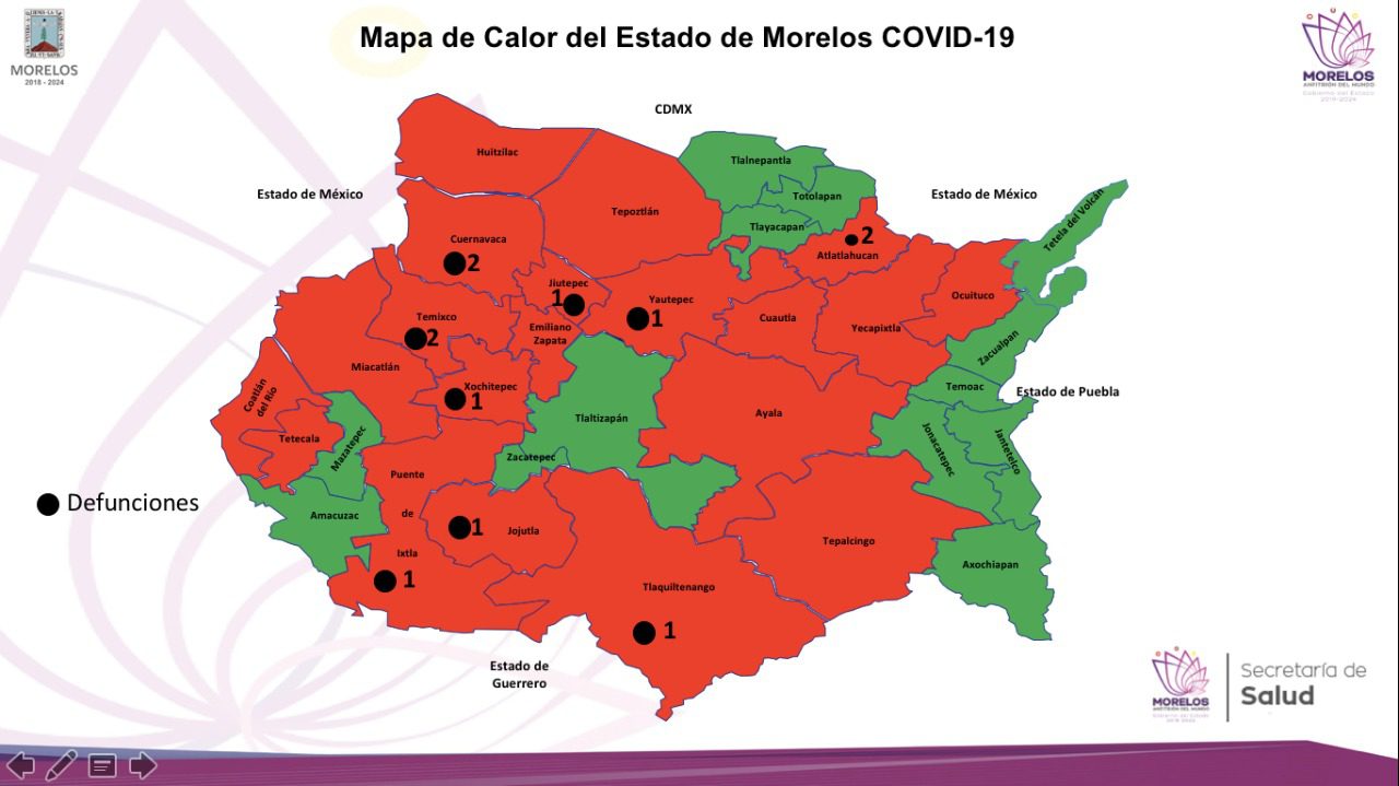 Suman 12 víctimas y 89 casos positivos de COVID-19 en Morelos