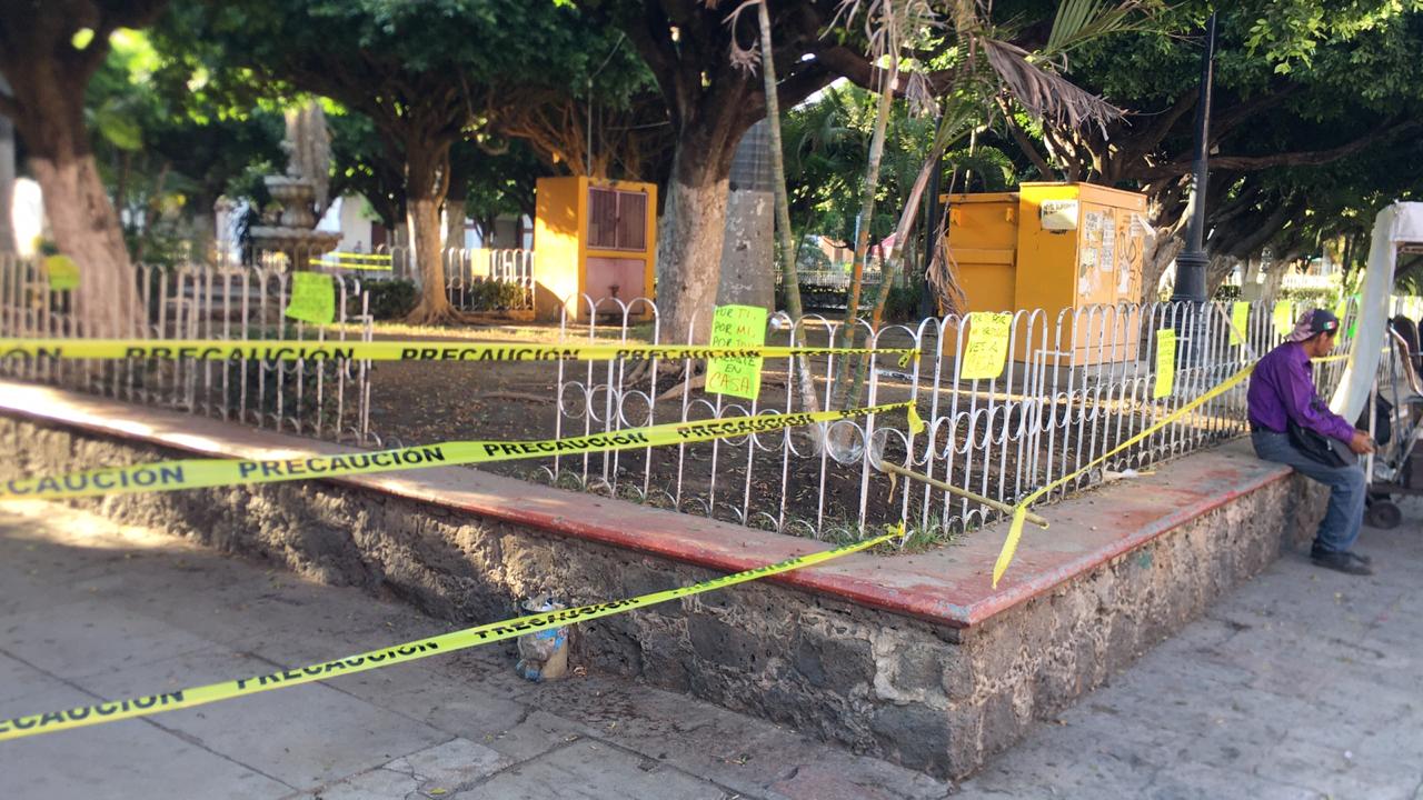 Acordonan espacios públicos de Cuautla para evitar aglomeraciones