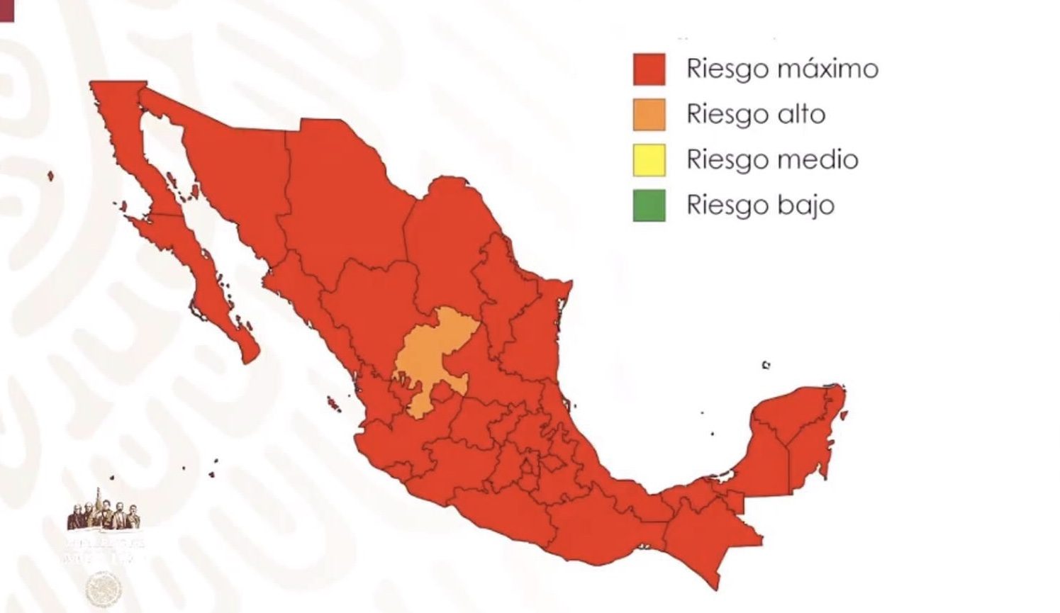Todo el país está en RIESGO MÁXICO por COVID-19 menos Zacatecas