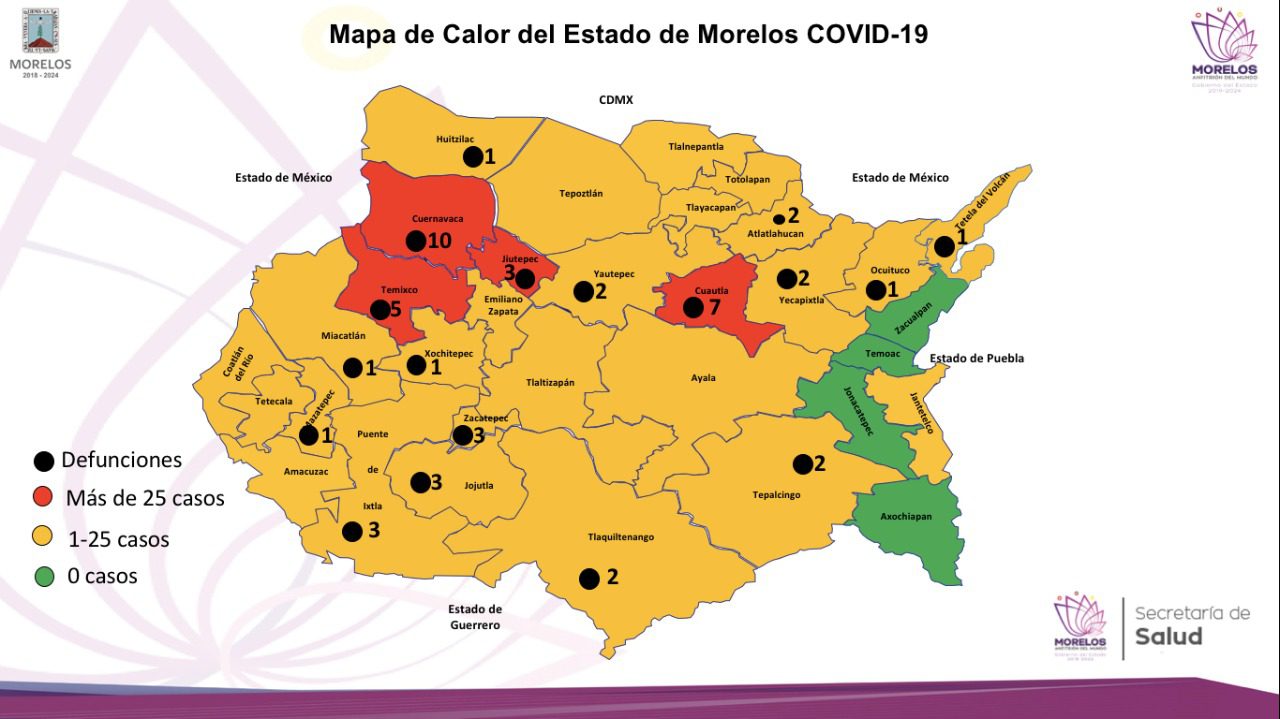 Suman 50 víctimas del COVID-19 en Morelos, hay 433 casos positivos