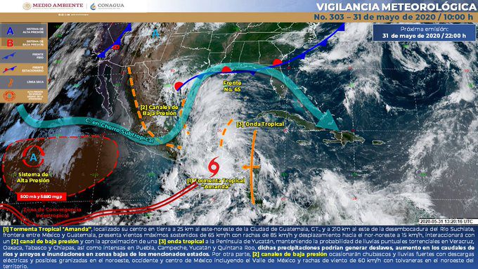 Avanza tormenta tropical Amanta hacia México