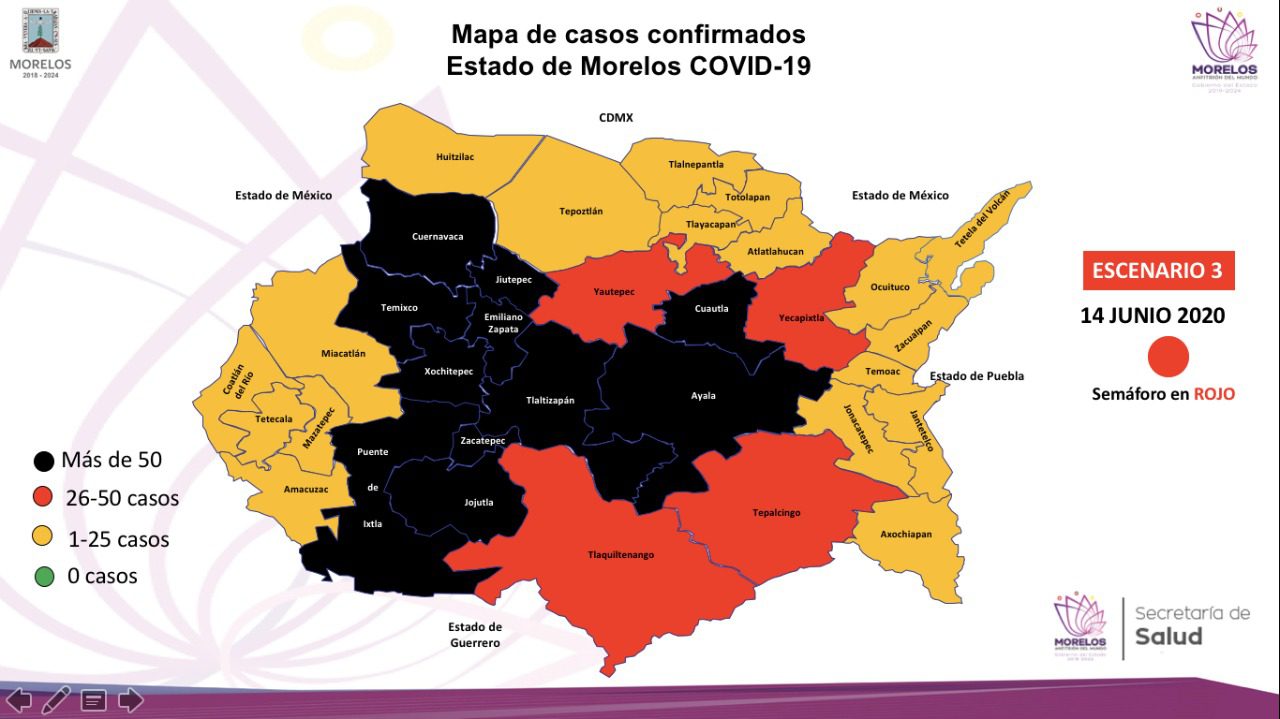 Registran 343 nuevos casos y 37 muertes por COVID-19 en una semana en Morelos