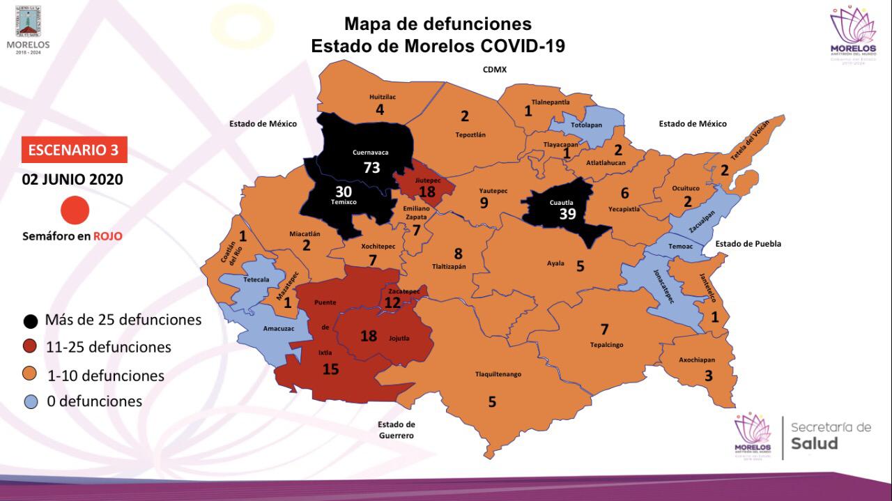 Morelos casi llega a las 300 defunciones por COVID-9