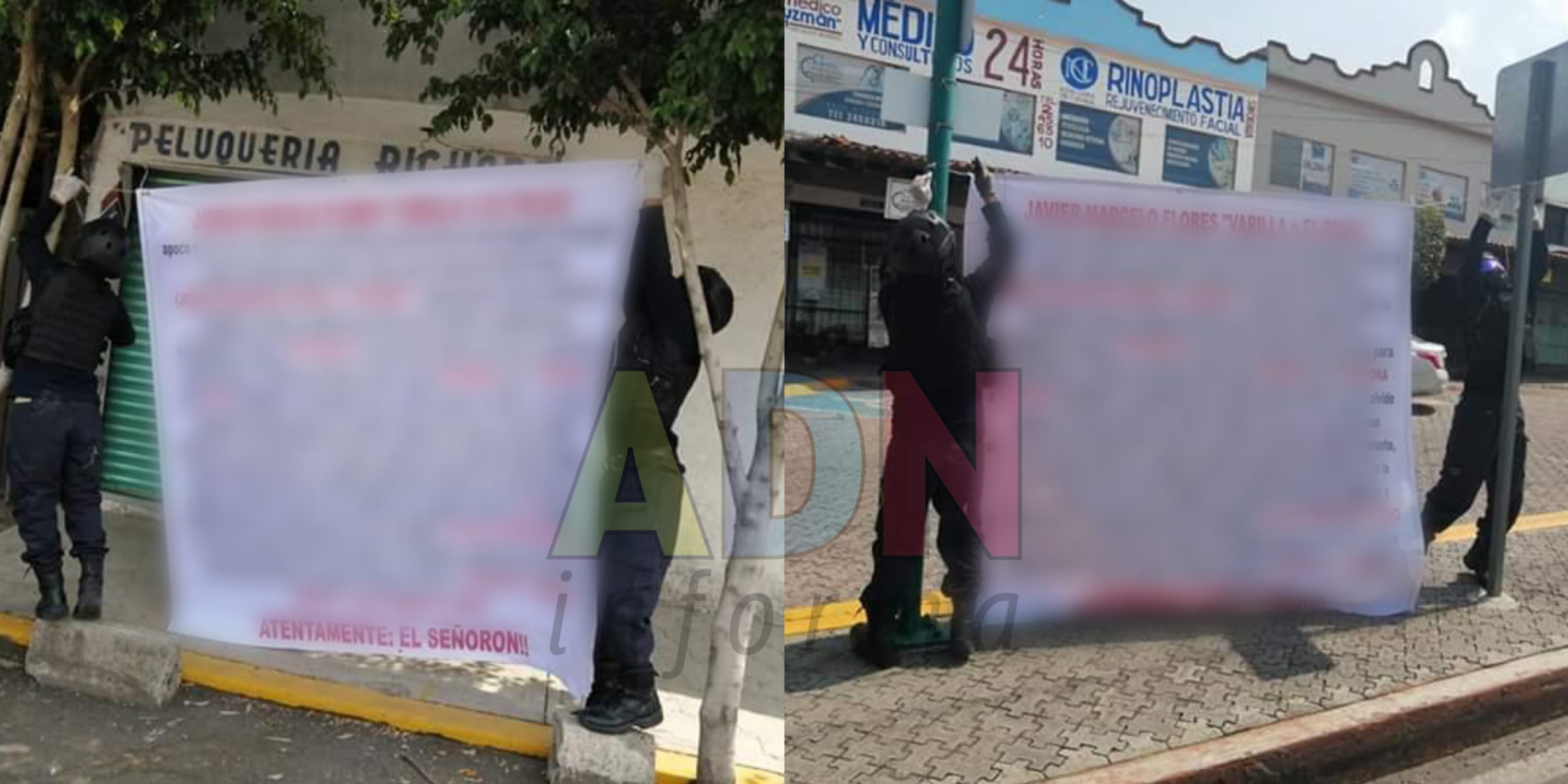 A plena luz del día encapuchados dejan narco mensajes en Morelos
