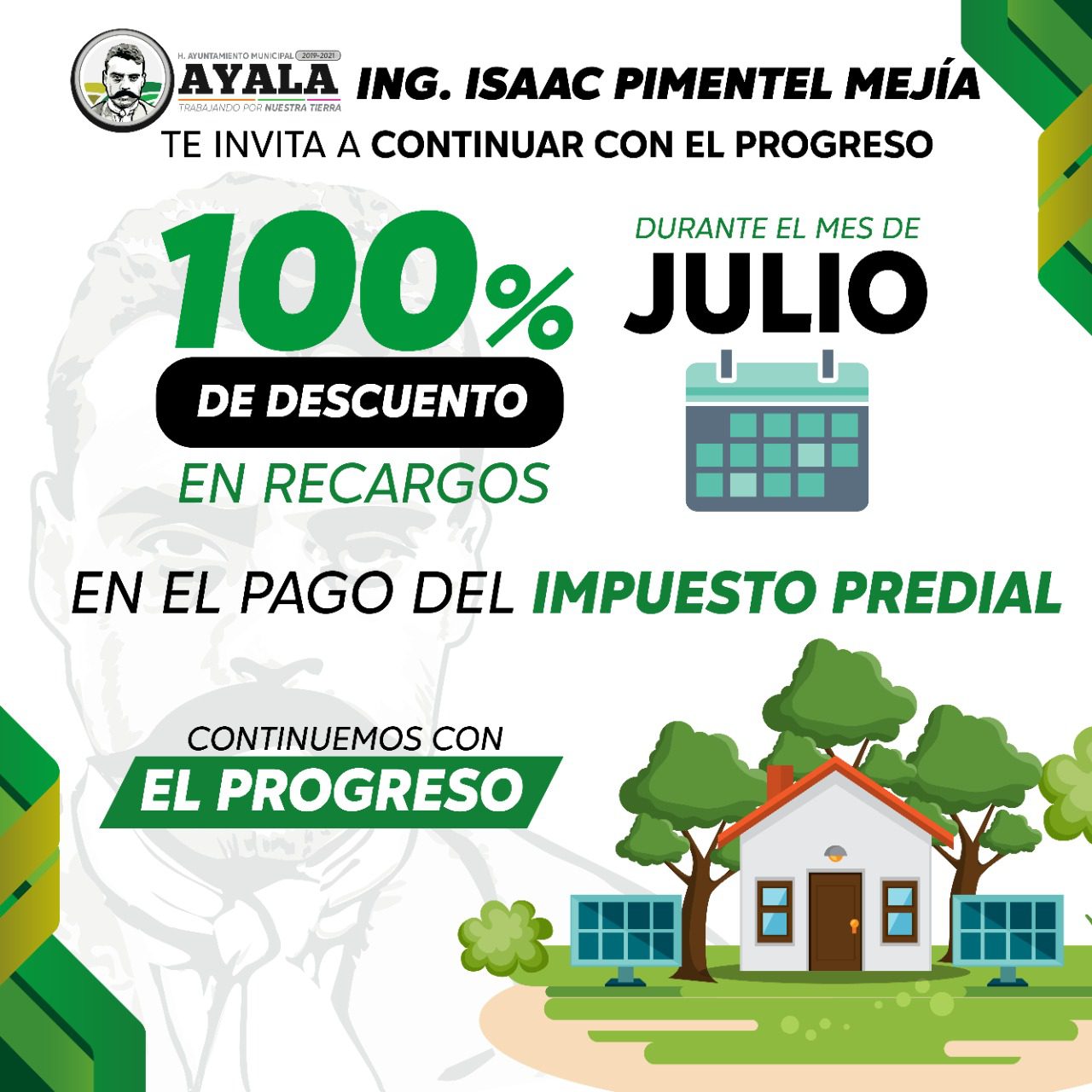 No cobrarán recargos en predial durante julio en Ayala