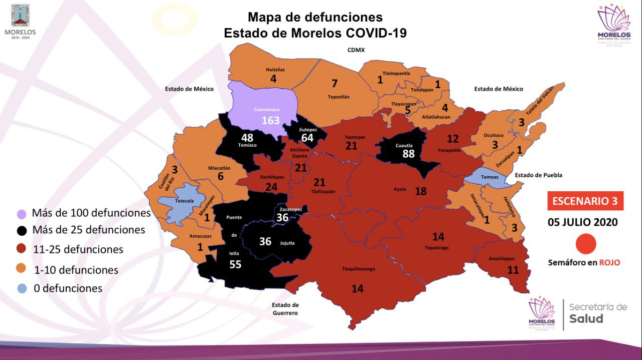 Morelos pasará a semáforo naranja con 712 muertes por COVID-19