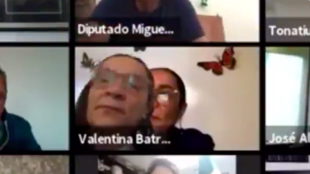 Diputada de Morena coloca una foto suya frente a su cámara para salirse de la reunión