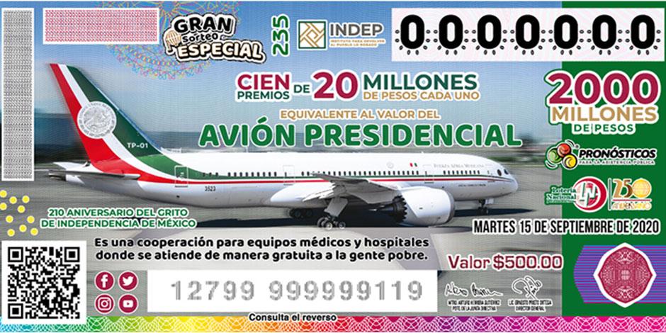A una semana de la rifa del avión presidencial ¿Cuántos cachitos se han vendido?