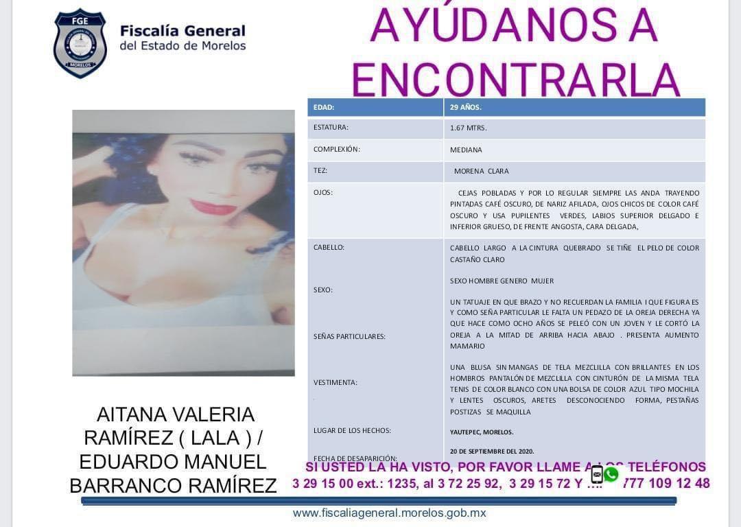 Desaparece mujer trans en Yautepec, Morelos
