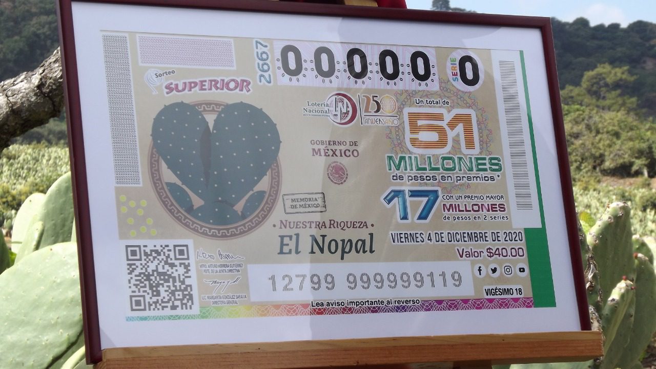 Lanzan billete de lotería con el nopal morelense