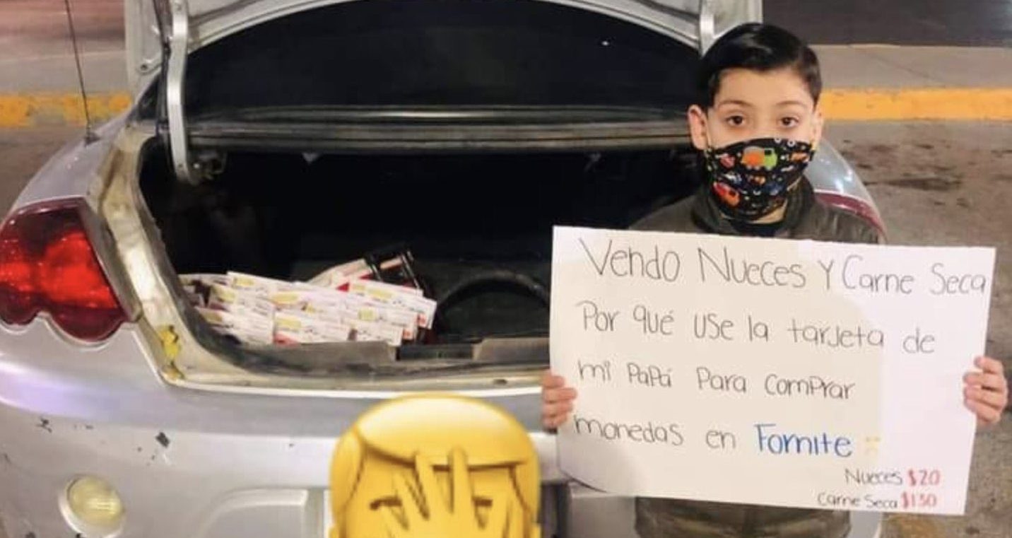 Niño vende nueces como castigo por tomar la tarjeta de sus padres para comprar “dinero” en Fornite