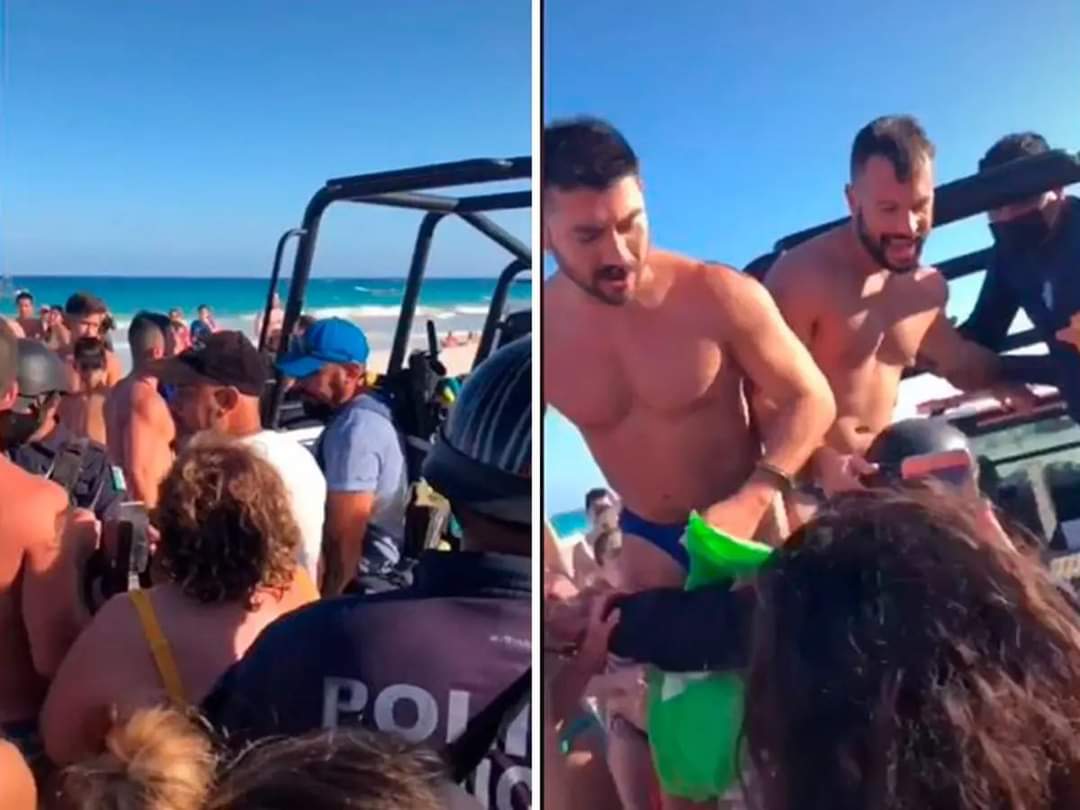 [VIDEO] Por besarse en público policía de Tulum detiene a pareja gay extranjera