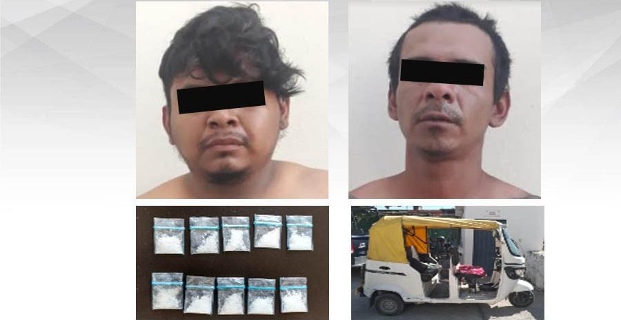 Detienen a dos hombres con 10 bolsitas de narcóticos en Zacatepec