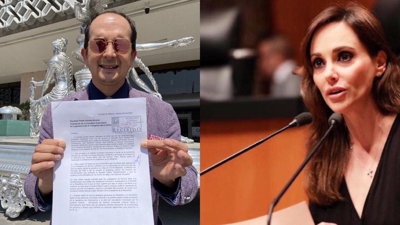 Youtuber presenta solicitud para separar a la senadora Lilly Téllez de su cargo