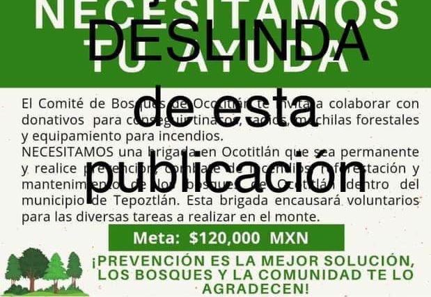 Aprovechan para ESTAFAR con el incendio en Tepoztlán