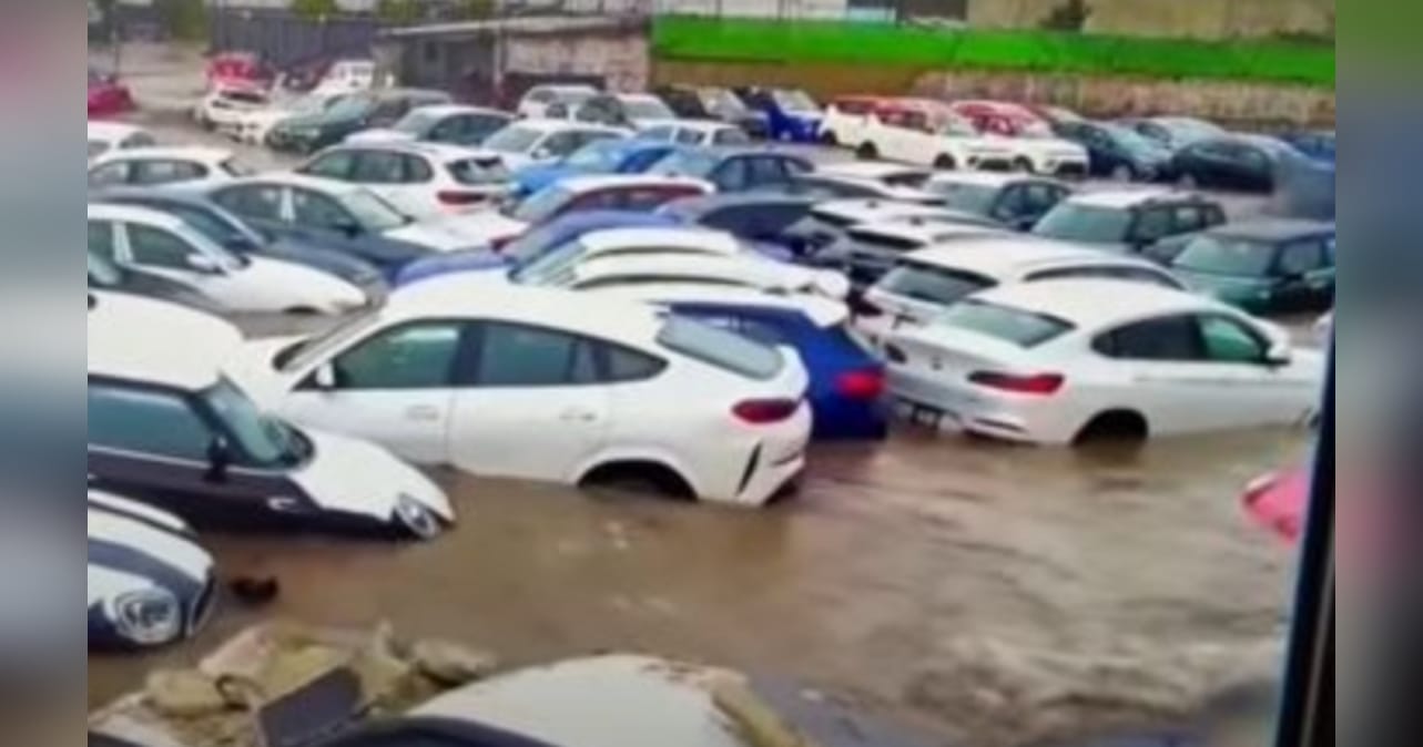 Lluvias arrasan con depósito de autos de lujo en Edomex