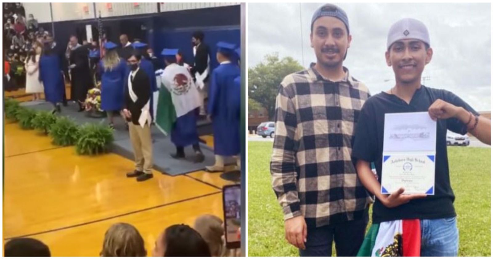 Alumno que portó bandera de México recibe su diploma en Estados Unidos