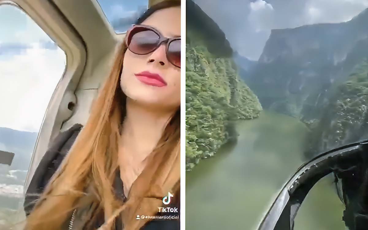 Esposa de funcionario del IMSS pasea en helicóptero con vacunas COVID