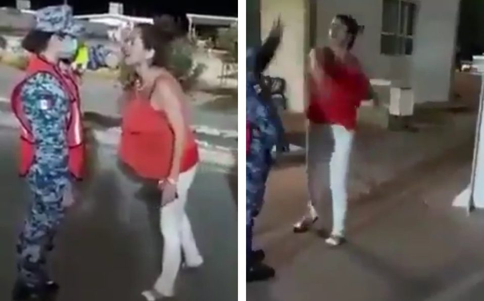 [VIDEO] Mujer CACHETEA a militar que le negó el paso al sanitario en Sonora