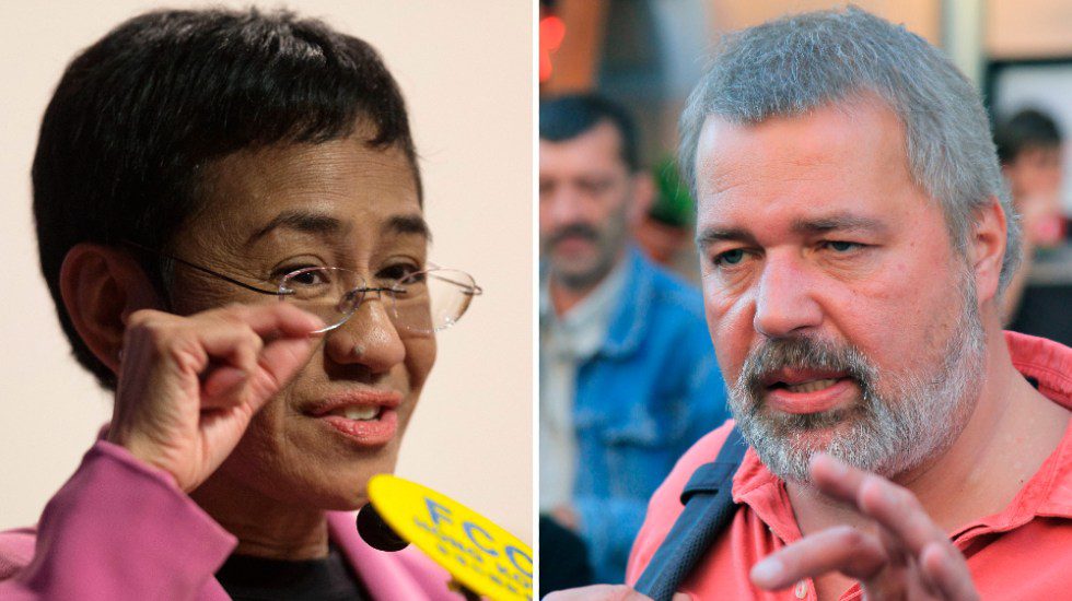Otorgan Premio Nobel de la Paz 2021 a los periodistas Maria Ressa y Dimitri Muratov