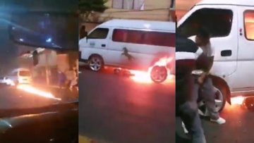 [VIDEO] Chofer de combi embiste y arrastra a motociclista para huir en Edomex