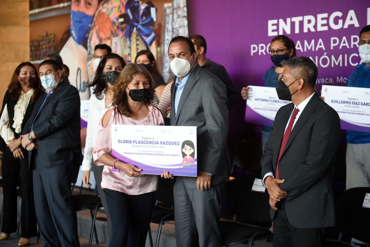 Entregan recursos de PRECO 2021 a micro y pequeñas empresas de Morelos