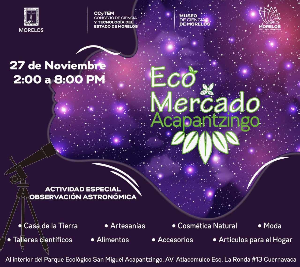 Realizarán Eco Mercado y habrá observación astronómica