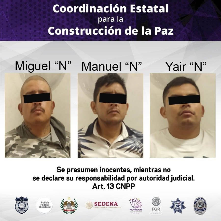 Detienen a 3 presuntos secuestradores en Morelos