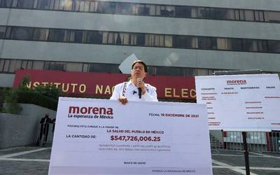 [VIDEO] Entrega Morena 547 MDP a INE para compra de vacunas contra COVID-19