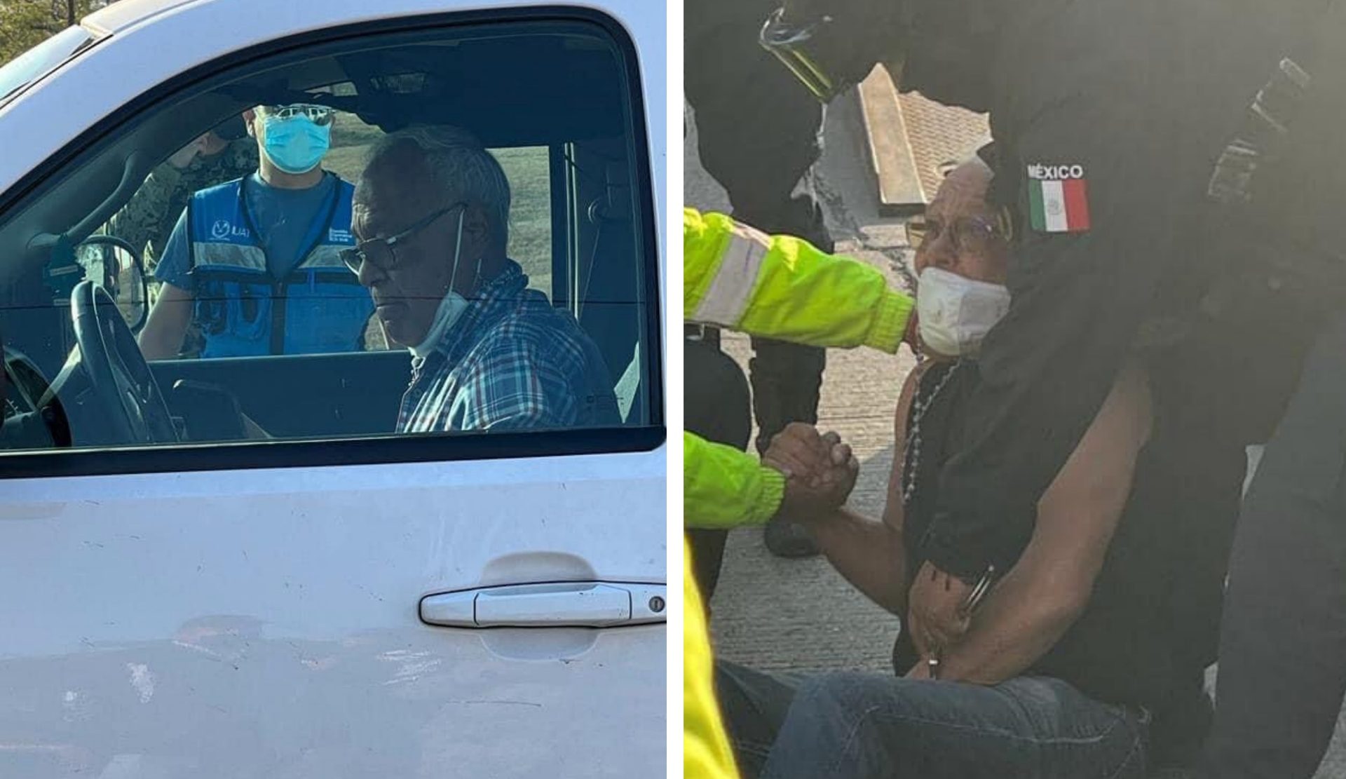 (VIDEO) Abuelito destruye entrada y vehículo para ingresar a fila de vacunación