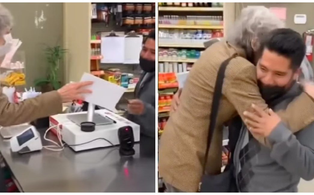 (VIDEO) Abuelita comparte premio de lotería con cajero que le vendió boleto
