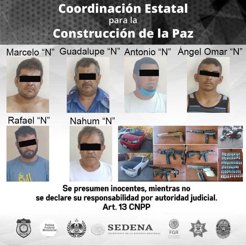 Detienen a 6 hombres armados y con droga en Amacuzac