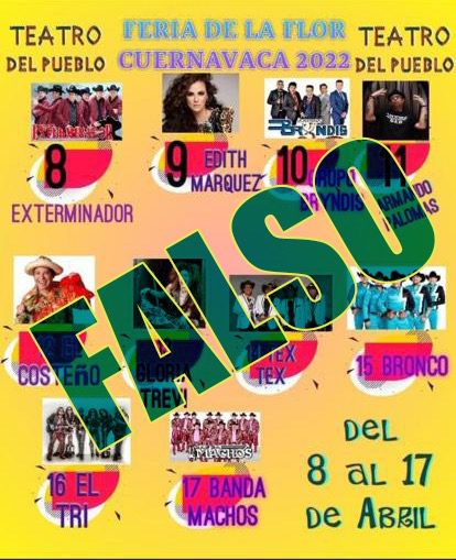 Difunden FALSO cartél de la Feria de la Flor Cuernavaca