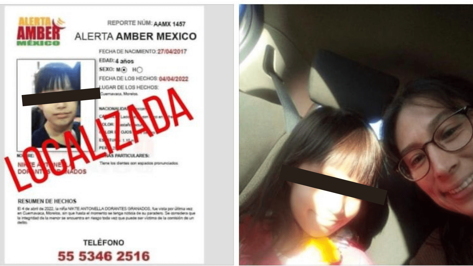 La menor Nikte “N” ya se encuentra con su madre