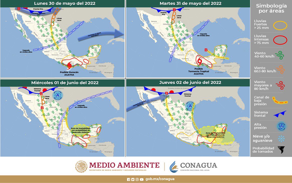 Huracán Agatha provocará lluvias en Morelos