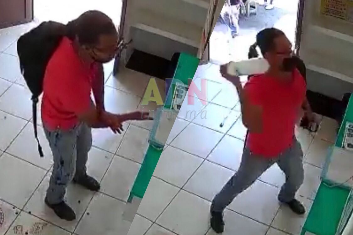 [VIDEO] Sujeto se lastima al tratar de golpear a una cajera en una terminal de Oaxaca