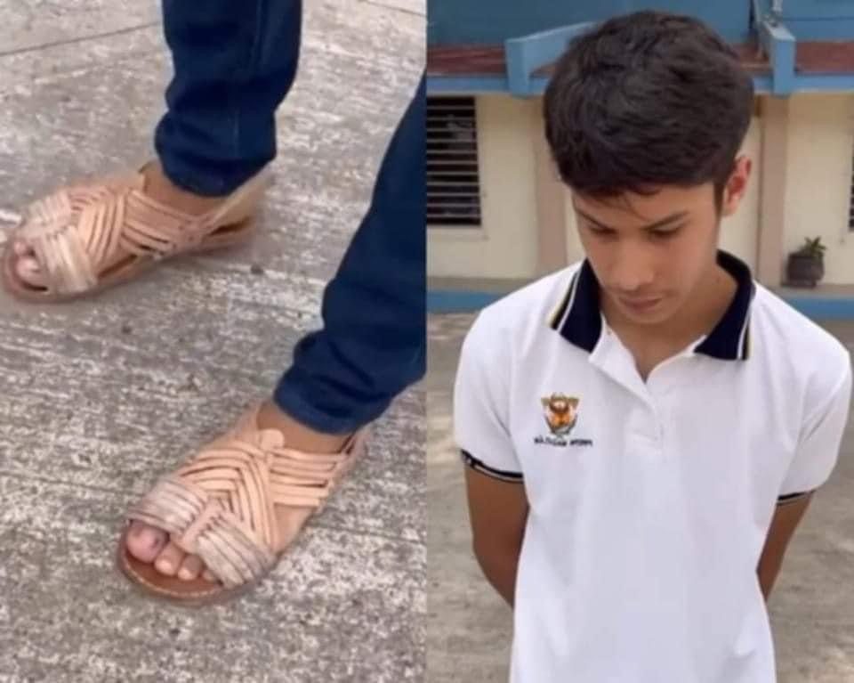 [VIDEO] Papá envía a su hijo en chanclas a la escuela por burlarse de los tenis “pirata” de su compañero