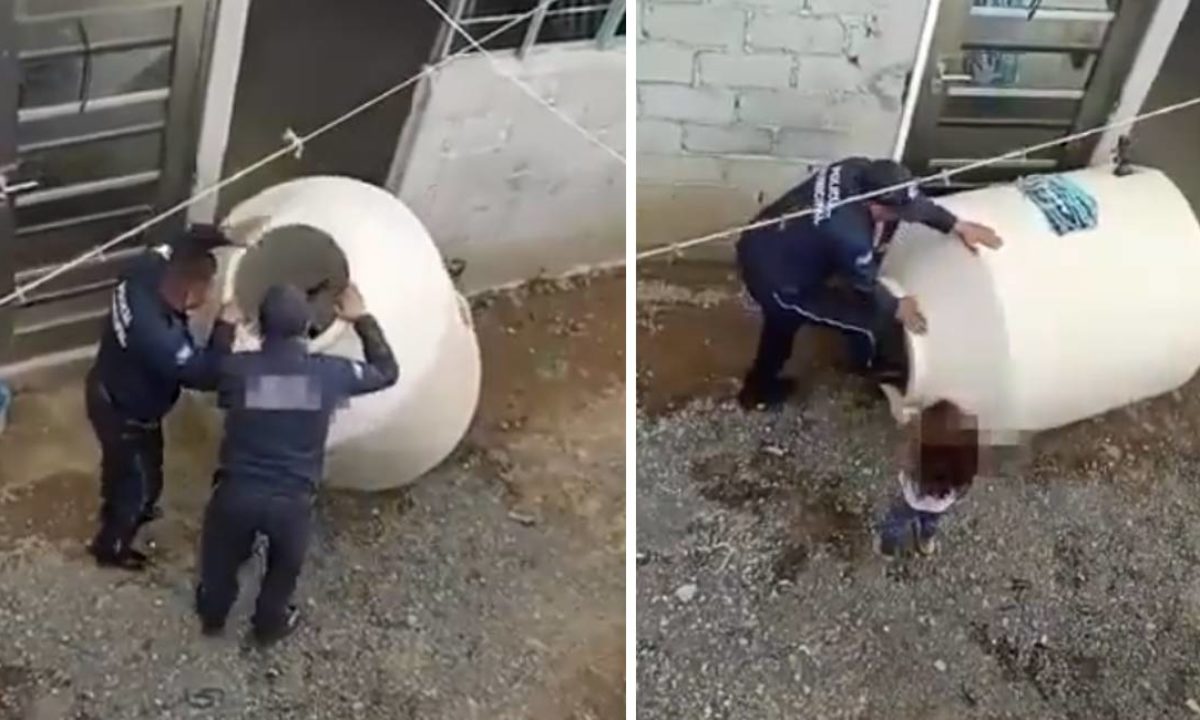 [VIDEO] Padres abandonan a su hija dentro de un tinaco en Edomex