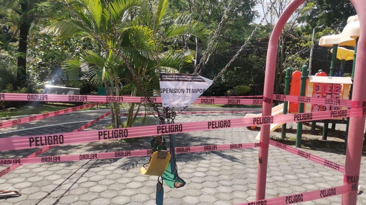 Clausuran área de juegos del Parque Tlaltenango ante el deterioro